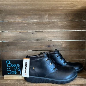 Neu Herren Bogs Leger Chukka Schwarz Leder Knöchel Schnürstiefel Wasserdicht Größe 9 - Bild 1 von 7