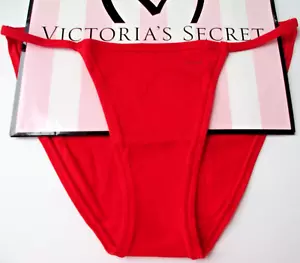 VICTORIA'S SECRET PINK Cotton String Bikini Panty VS Vermillion Red S M L XL NWT - Picture 1 of 5