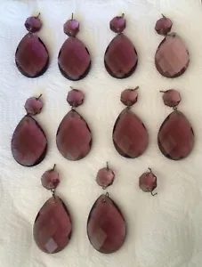 10 Vintage Crystal Chandelier Prisms, Purple Beveled (Lot Z) - Picture 1 of 6