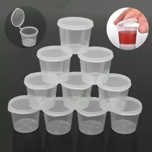 100/Set 25ml Kleine Plastik-Saucenbecher Frischhaltedosen Klare Boxen + Deckel - Bild 1 von 6