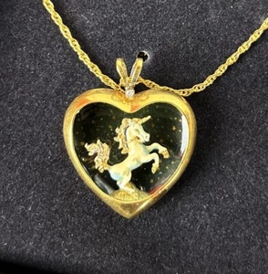 1987 Franklin Mint Unicorn Pendant Necklace - Picture 1 of 6