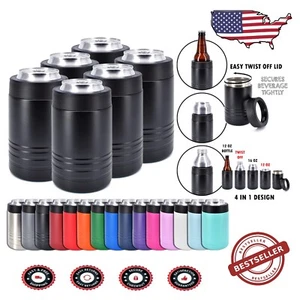 6-Pack 12oz Stainless Steel Double Wall Vacuum Insulated Beverage Cooler - Black - Picture 1 of 8