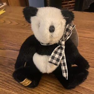 Merrythought Small Jointed Toy Panda Teddy Bear With Bow And Label 18cm Retired - Picture 1 of 24