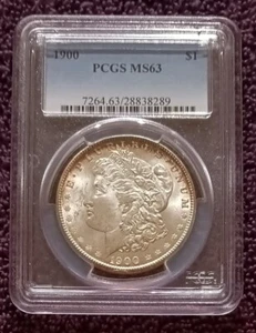 1900 Morgan Dollar, PCGS MS63, bright with toning - Picture 1 of 4