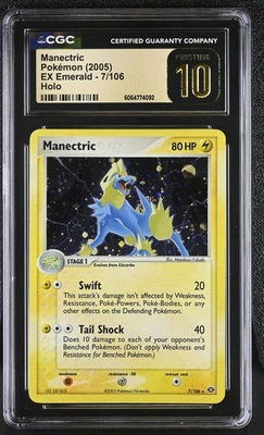 CGC 10 PRISTINE Manectric 2005 EX Emerald 7/106 Holo Pokemon Card - Image 1 of 2