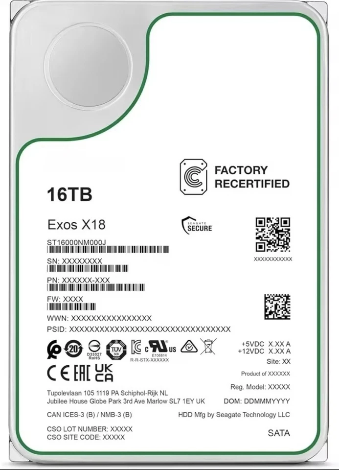 Exos X18 16TB 7200 SATA 6Gb/s 3.5in Enterprise Hard Drive  - Image 1 of 1