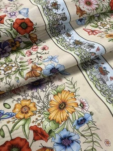 Garden Stroll by Maywood Studio 100% Cotton Fabric - Butterfly Floral Stripe - Picture 1 of 5