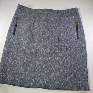 Gonna donna Ann Taylor in tweed blu/bianco con tasche anteriori e zip sul retro taglia 12 - Foto 1 di 7