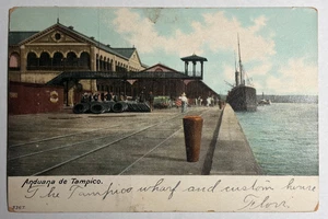 c 1907 Aduana de Tampico Mexiko Zollhaus & Kai Szene Postkarte - Bild 1 von 2