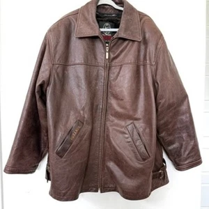 DURANGO Leather Jacket Brown Western Zip Front Faux Fur Lined Coat Men’s 4X - Picture 1 of 9