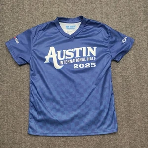 Camisa de media maratón Austin International 2025 para mujer pequeña cuello en V azul para correr - Imagen 1 de 8