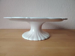 Porzellan Kuchen-/Torten- platte mit Standfuss * Cremeweiß * Ø 33 cm - Bild 1 von 7