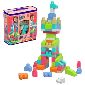 MEGA BLOKS First Builders Toddler Blocks Toys Set, Big Building Bag with 80... - Picture 1 of 6