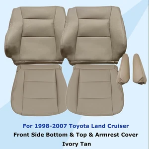 For 1998-2007 Toyota Land Cruiser Font Leather Seat Cover & Armrest Cover Tan - Picture 1 of 20
