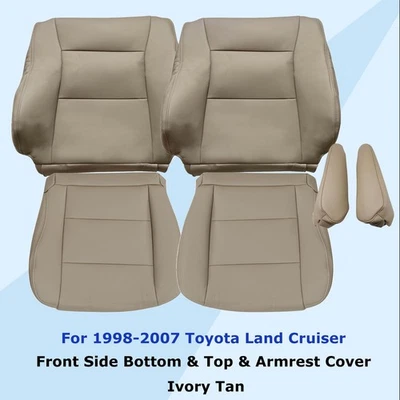 For 1998-2007 Toyota Land Cruiser Font Leather Seat Cover & Armrest Cover Tan - Image 1 of 4