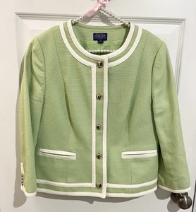 Blazer Chaqueta Pendleton Talla 12 Pequeño Verde Amanda Botón Frontal - Imagen 1 de 3