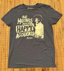 Bob Ross Mens T-shirt Blue Small No Mistakes Just Happy Accidents EUC - Picture 1 of 10