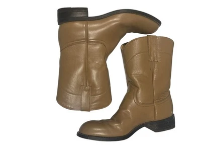 Botas vaqueras Justin Junior Western talla 5,6 cuero tostado media pantorrilla punta redonda vaquero Foto 1 de 4
