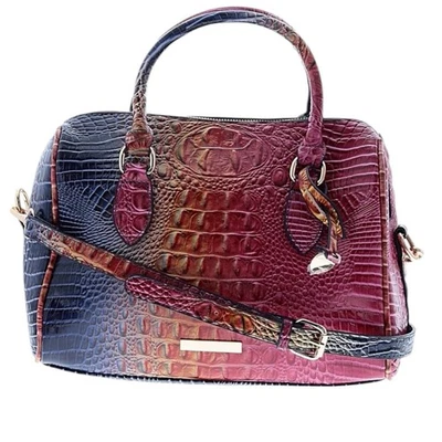 Bolso Bandolera Cuero Vegano Arco Iris Multicolor Púrpura Cocodrilo Repujado Foto 1 de 4