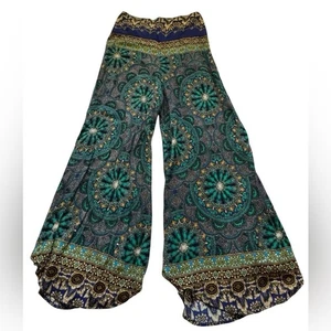 Unbranded Palazzo Wide Leg BOHO Hippie Indie Festive Lightweight Pants Sz Small - Picture 1 of 8
