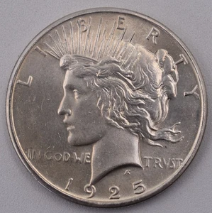 Vintage 1925 P Peace Dollar Stempelglanz ++ 1 Dollar Silber Dollar Münze Top #5 - Bild 1 von 4