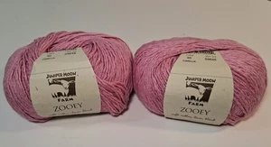 Lote / 2 madejas enebro luna granja zooey algodón lino hilo camelia 40 fino #2 rosa - Imagen 1 de 3