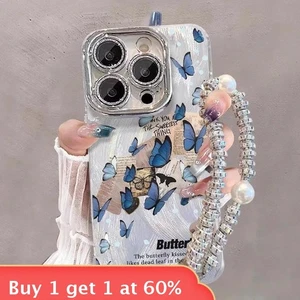 For iPhone 17 Air 17 Pro Max 16 15 14 13 12 11 Phone Case Butterfly w/Bracelet - Picture 1 of 7