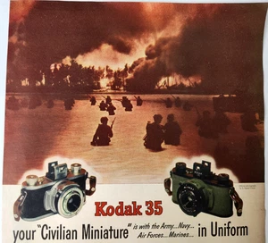 Kodak 35 Camera US Signal Corps WWII Soldiers Vintage 1944 Pubblicità Rivista Stampa - Foto 1 di 5