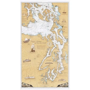 Laminated 30”x54” Puget Sound & San Juan Islands Chart by Sobay Maritime History - Picture 1 of 5
