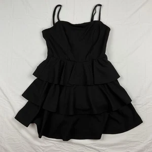 Francescas Trixxi Black Tiered Ruffle Mini Dress Womens M Cocktail Party Formal - Picture 1 of 9