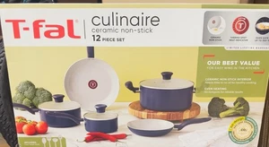 T-fal Set di Pentole in Ceramica Antiaderenti 12 Pezzi, Blu - Foto 1 di 10