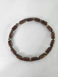 Holz Damen Mode Armband Holzperlen Gold (angelaufen) Perlen Boho Retro - Bild 1 von 5