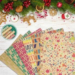 6 Sheet Birthday Wrapping Paper Cardboard Flower Paper Happy Birthday Gift - Picture 1 of 11