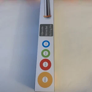 For Baking Adjustable Stainless Steel Rolling Pin with 4 Thickness Rings 17 inch - Picture 1 of 9