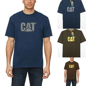 CAT Caterpillar Men's Workwear Relaxed Fit SS Shirt Crew Neck Brown Navy XL XXL - Picture 1 of 24