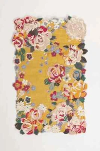 Araceli Floral Gold Modern Hand-Tufted 100% Wool Area Rug Carpet - Picture 1 of 5
