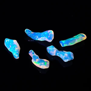 Natural Ethiopian Opal Rough Lot Loose Gemstone Polished 5 Pc 7 Ct 13X4 16X6 mm - Picture 1 of 3