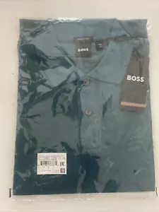 HUGO BOSS Firenze Polo Shirt Modern Fit 100% Pima Cotton EMERALD GREEN Mens M - Picture 1 of 5