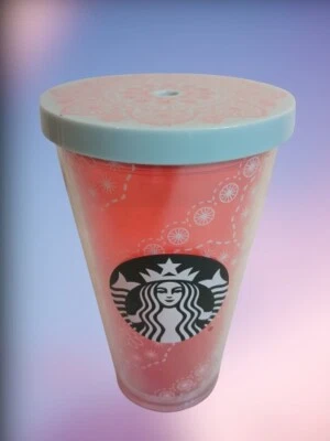 Vaso de pajita taza fría con logotipo de sirena estampado floral melocotón Starbucks 16 OZ sin pajita Foto 1 de 4