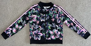 ADIDAS girls floral print tricot track jacket sz M 10/12 - Picture 1 of 4