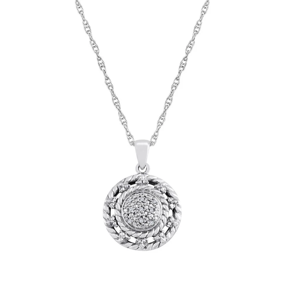 Collar redondo de diamantes naturales con espalda cerrada de plata de ley de 0,10 quilates Foto 1 de 1