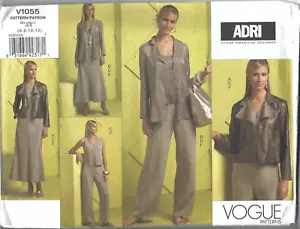 Vogue Designer Sewing Pattern 1055, Adri, Jacket, Top, Pants, Skirt, Size 6 - 12 - Picture 1 of 3