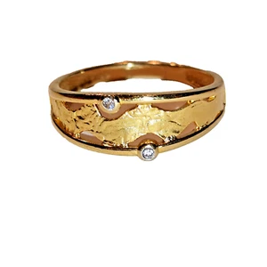 Anillo oro amarillo con gafas de circonita 9k = oro 375 talla 57 muy elegante perforado - Imagen 1 de 15