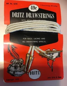 1953 Dritz Drawstrings With Fancy Metal tips Attached Cording Is White - Picture 1 of 12