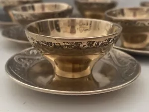 Vintage Boho Antik Mid Cent. Seoul Korea kunstvoll graviertes Koi Messing Teeset Kinder - Bild 1 von 12