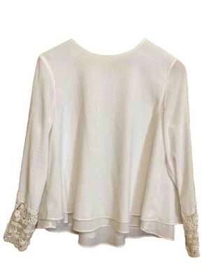 Blusa boho manga larga cuello redondo blanca talla mediana Zara en capas para mujer Foto 1 de 4