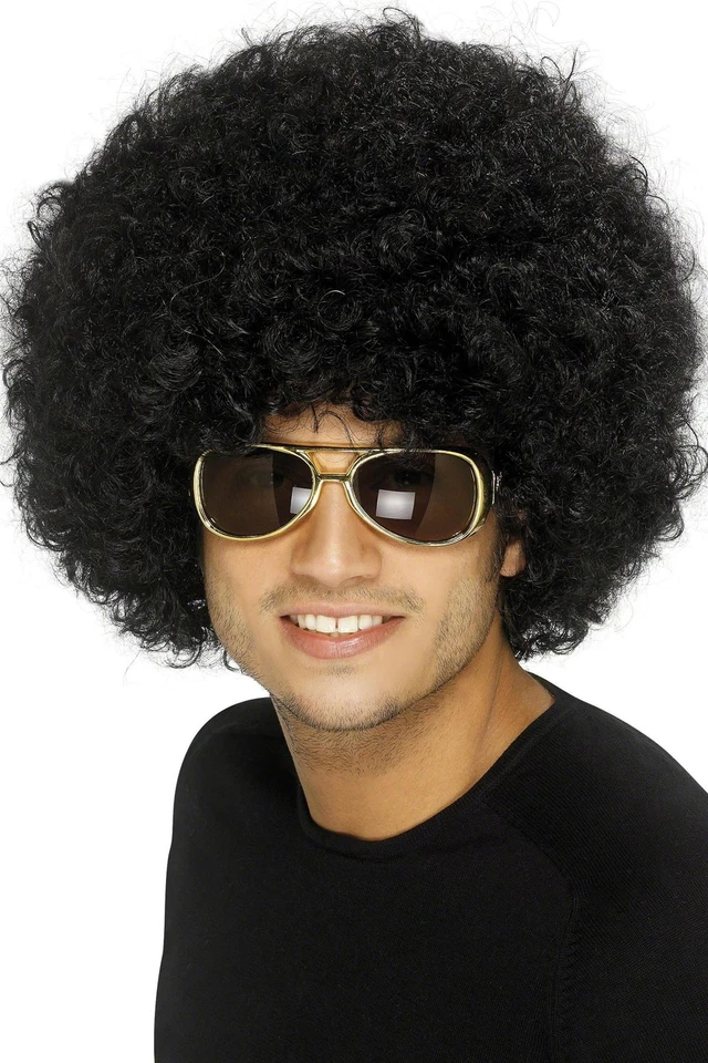 FUNKY AFRO WIG black 1970s big hair adult mens halloween costume accessory - Image 1 of 1