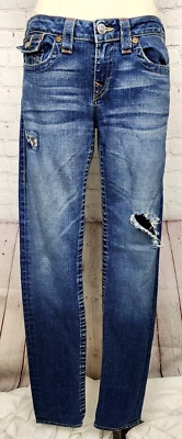 Jean True Religion JULIE ajustado de mezclilla con solapa bolsillo estilo desgastado #10-599 talla 32 Foto 1 de 4
