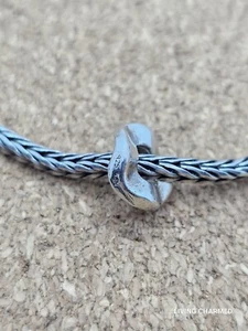 Authentic 925 Sterling Silver Rippled European Spacer Charm Bead - Picture 1 of 2