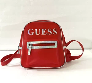 Guess Iridescent Logo Jelly Mini Backpack Red/Silver - Picture 1 of 3